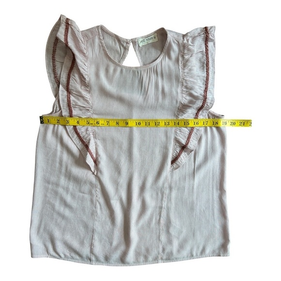 The Nines Pink & White Pin Stipe & Ruffle blouse size M Women NWOT - Picture 6 of 9